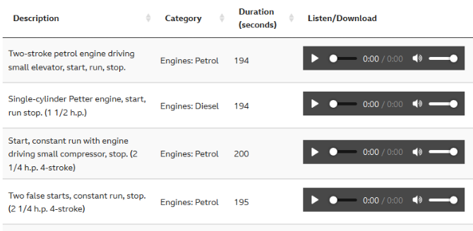 Cuplikan layar situs web BBC Sound Effects