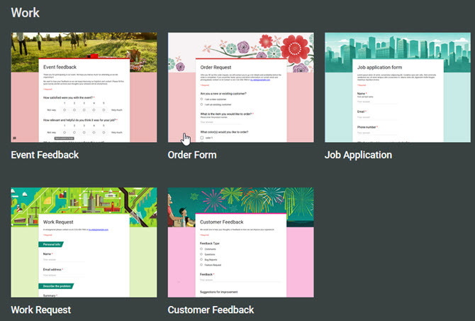 Template Kerja Google Formulir