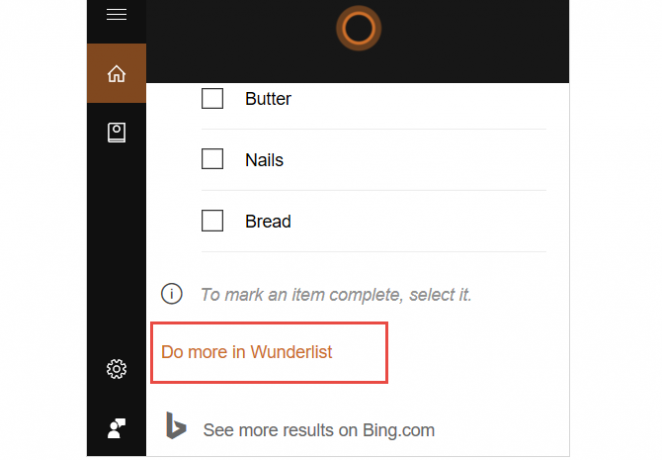 Cortana mengotorisasi wunderlist melakukan lebih banyak