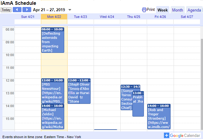 Kalender Reddit AMA