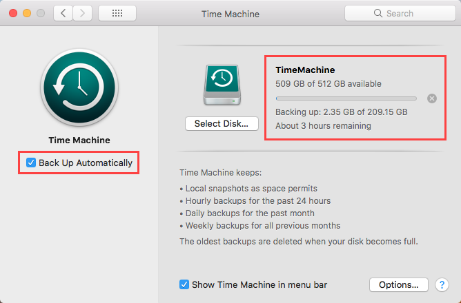 Mencadangkan di Time Machine