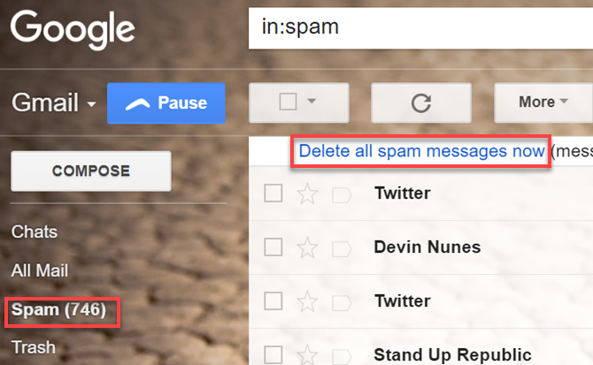 Hapus Spam Gmail