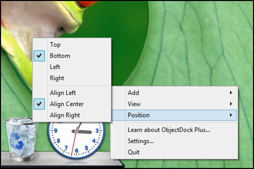 ObjectDock: Kustomisasi Desktop Anda Dengan Cepat Dan Tingkatkan Fungsionalitasnya [Windows] ObjectDock Posisi Klik Kanan