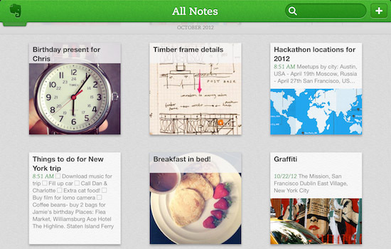 iPad aplikasi evernote