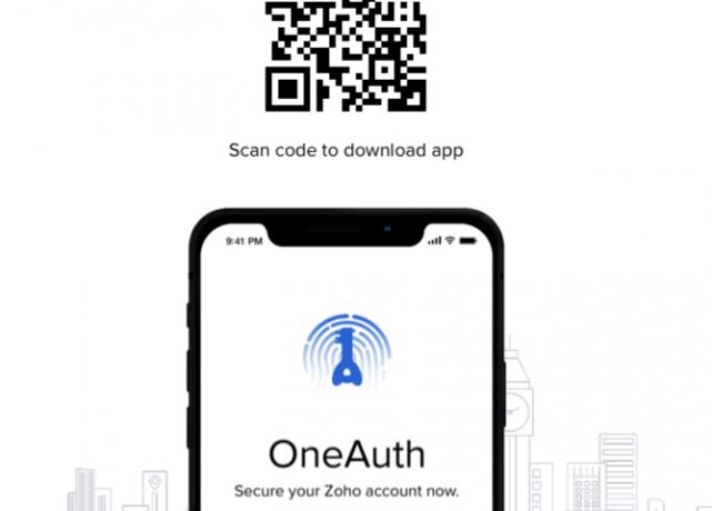 Tampilan beranda Zoho OneAuth