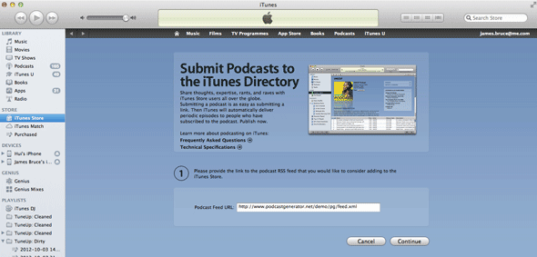 publikasikan podcast ke itunes