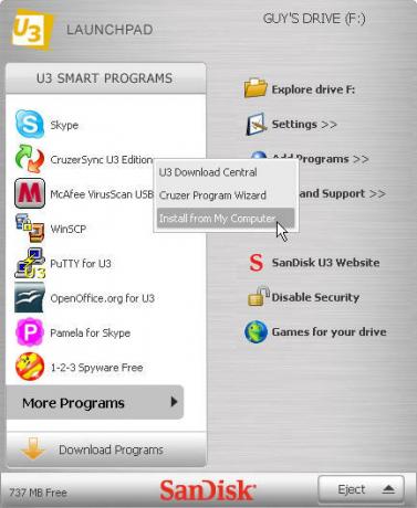 Instal di U3 Langkah 1 tambahkan program ke u3