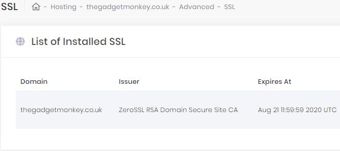 Instal sertifikat SSL di server Anda