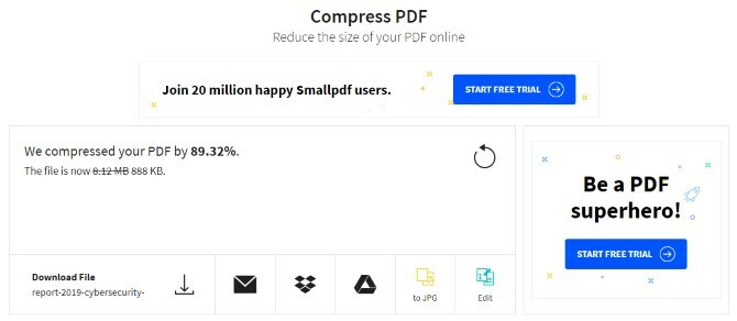 Hasil kompresi file dengan Compress PDF