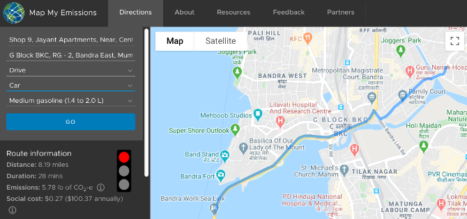 Hitung jejak karbon perjalanan harian Anda dengan Map My Emissions