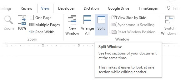 Membagi Windows dalam Microsoft Word 