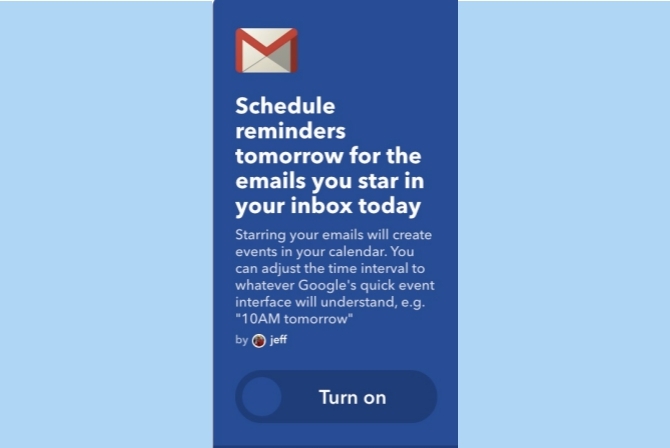 ifttt gmail membintangi pengingat kalender email