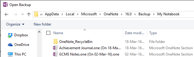 Folder Cadangan OneNote