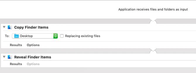 Aplikasi automator untuk menyalin item tertentu ke folder yang ditunjuk pada Mac