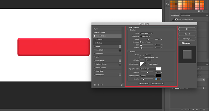 Bevel dan Emboss Rectangle di Photoshop