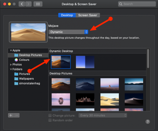 macOS Mojave Pengaturan Desktop Dinamis