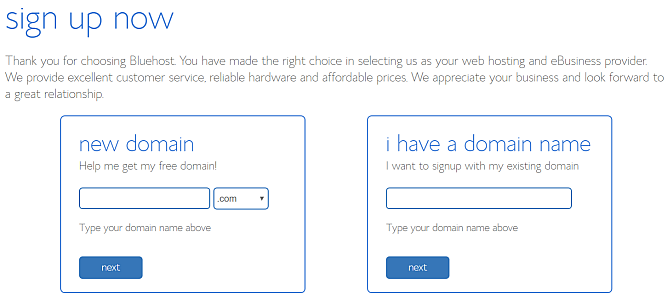 pilih nama domain bluehost