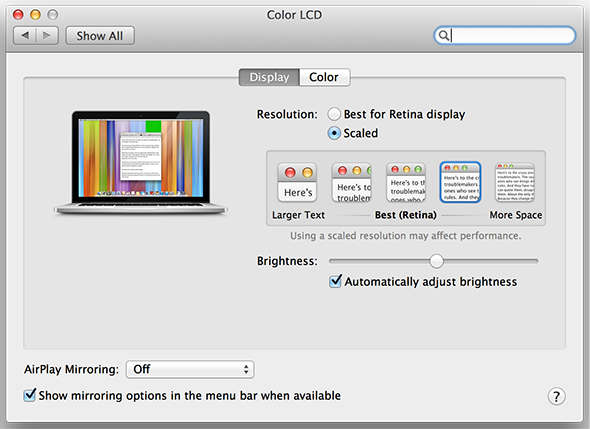 masalah tampilan retina