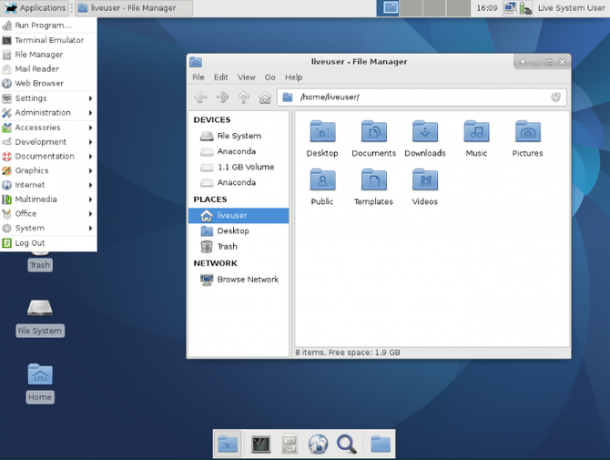 menu aplikasi xfce