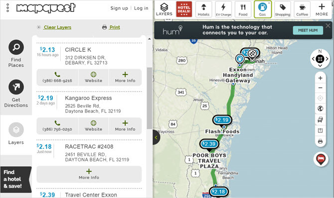 perencana web mapquest gas