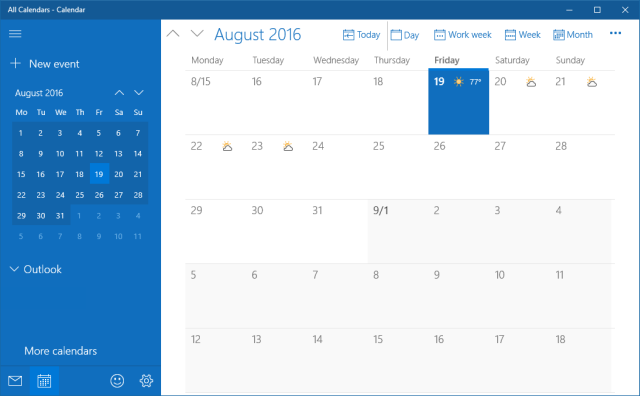 Aplikasi Kalender Windows 10