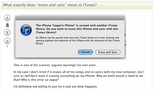 Apakah iPhone Baru Anda Dipasangkan dengan iTunes Library Lain? Don't Freak Out yet hapus dan sinkronkan