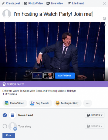 Posting Facebook Watch Party