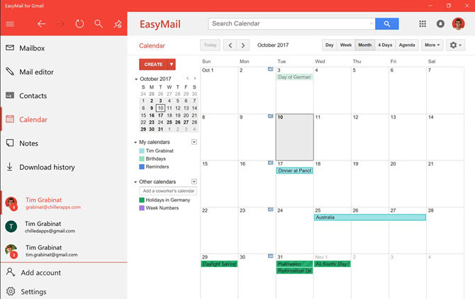 Tampilan EasyMail untuk Kalender Gmail