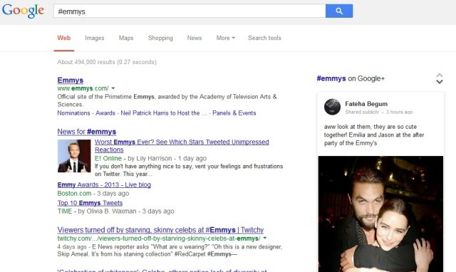 Google Search Menambahkan Dukungan Untuk Hashtags - Tapi Hanya Dari Google Plus google hashtags1