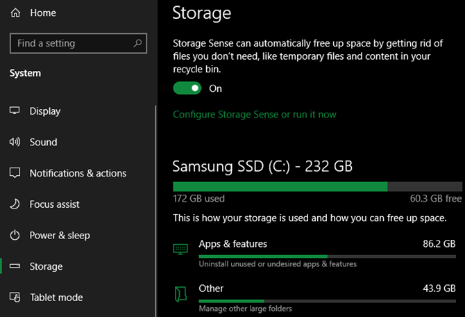 Windows 10 Storage Sense