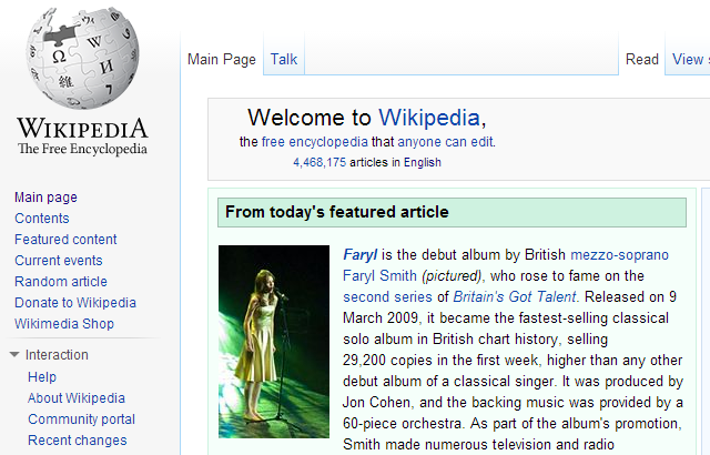 Frontpage Wikipedia