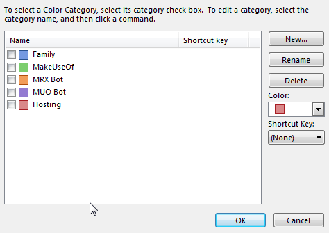 Kategori Warna Pemformatan Bersyarat Outlook