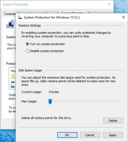 Perlindungan Sistem Windows 10