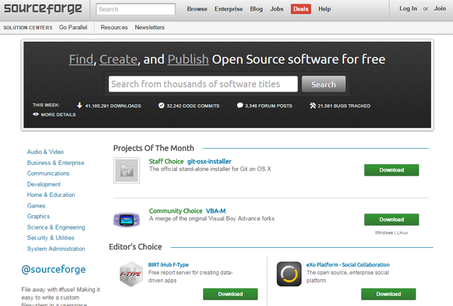 Halaman muka Slashdot-Sourceforge