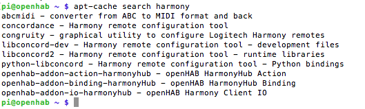 pencarian apt-cache openhab untuk pengikatan harmoni