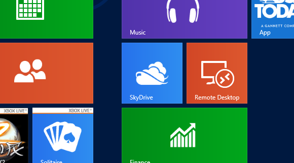 Ubin SkyDrive harus ditemukan di layar Mulai Windows 8