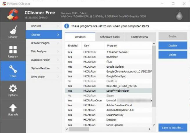 6 Tip dan Trik CCleaner untuk Membersihkan Komputer Anda secara Efektif 02 CCleaner Nonaktifkan Item Startup