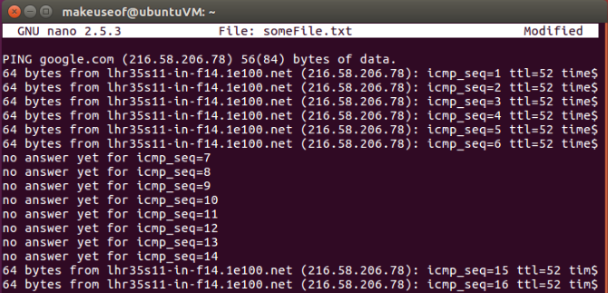 jaringan ping terminal nano ubuntu