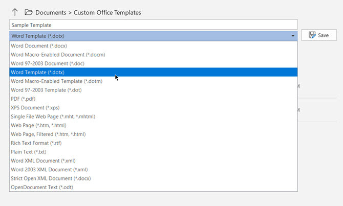 Simpan file Word sebagai templat