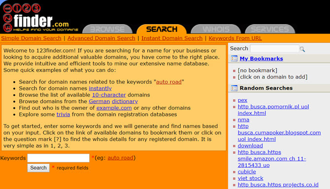 123Pencari situs pencarian nama domain tingkat lanjut