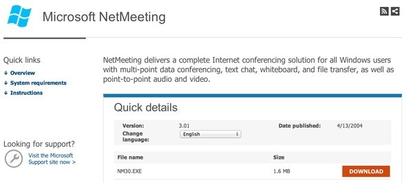 Saya Membalas Topi Saya Untuk Anda, Microsoft NetMeeting downloadnetmeet