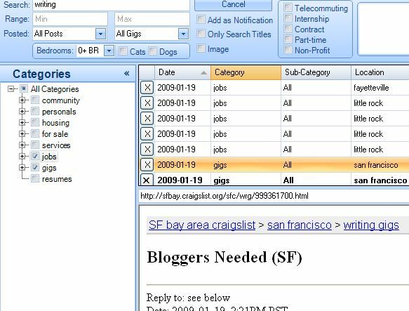 Cari Craigslist Dengan CraigsList Reader (Windows) craigslist41