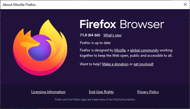 Jendela pembaruan Firefox