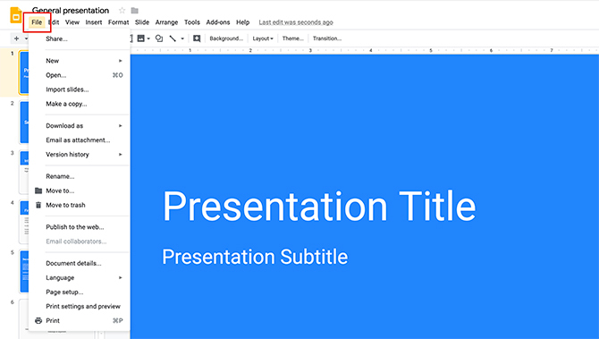 Cara Membuat Presentasi Menu File Google Slides