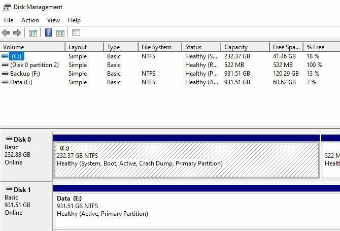 ganti hard drive - manajemen disk windows