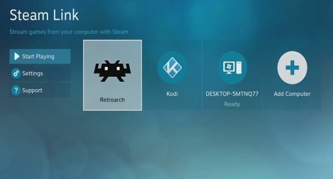 RetroArch diinstal pada Steam Link