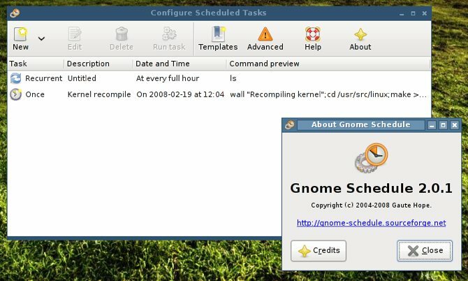 Layar Tentang Gnome-Schedule