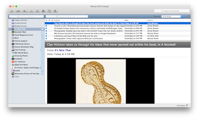 Vienna RSS reader di macOS