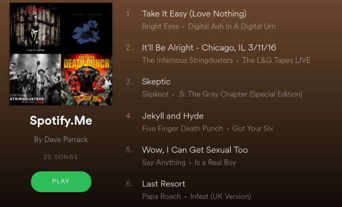 Spotify saya. Saya daftar putar