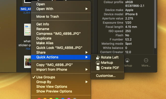 menu aktivasi tindakan cepat macOS Mojave